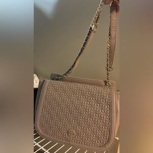 Tory Burch Beige Quilted Shoulder Bag